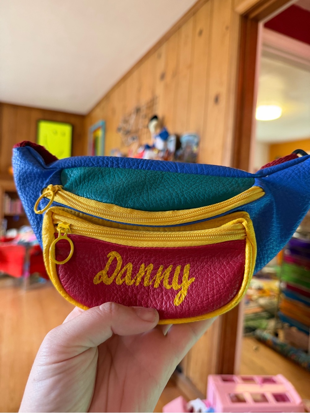 Personalized “Danny” Kids Fanny Pack - Red, Blue & Green and yellow 90s vintage